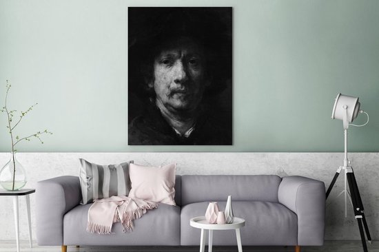 Peinture sur toile Autoportrait - Rembrandt van Rijn - 90x120 cm - Décoration murale