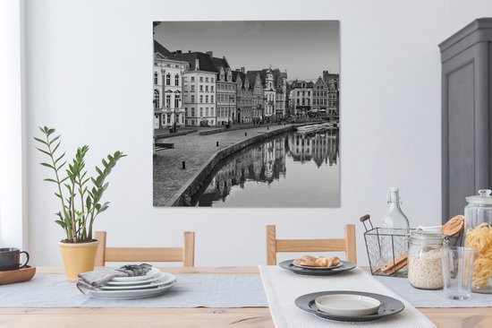 Peintures sur toile - Centre Historique de Gand - noir et blanc - 90x90 cm - Décoration murale