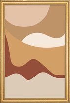 JUNIQE - Poster met houten lijst Golden Waves -30x45 /Bruin & Geel