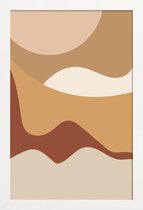 JUNIQE - Poster in houten lijst Golden Waves -40x60 /Bruin & Geel