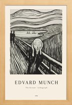 JUNIQE - Poster in houten lijst Munch - The Scream Lithograph -60x90