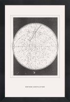 JUNIQE - Poster in houten lijst Northern Constellations -30x45 /Grijs