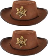 4x stuks stoere bruine cowboy hoed voor kinderen