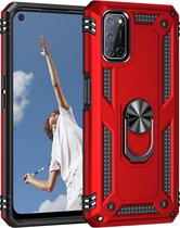 Anti-Shock Hybrid Ring Armor Hoesje Geschikt voor: Oppo A72 / A52 / A92 - rood