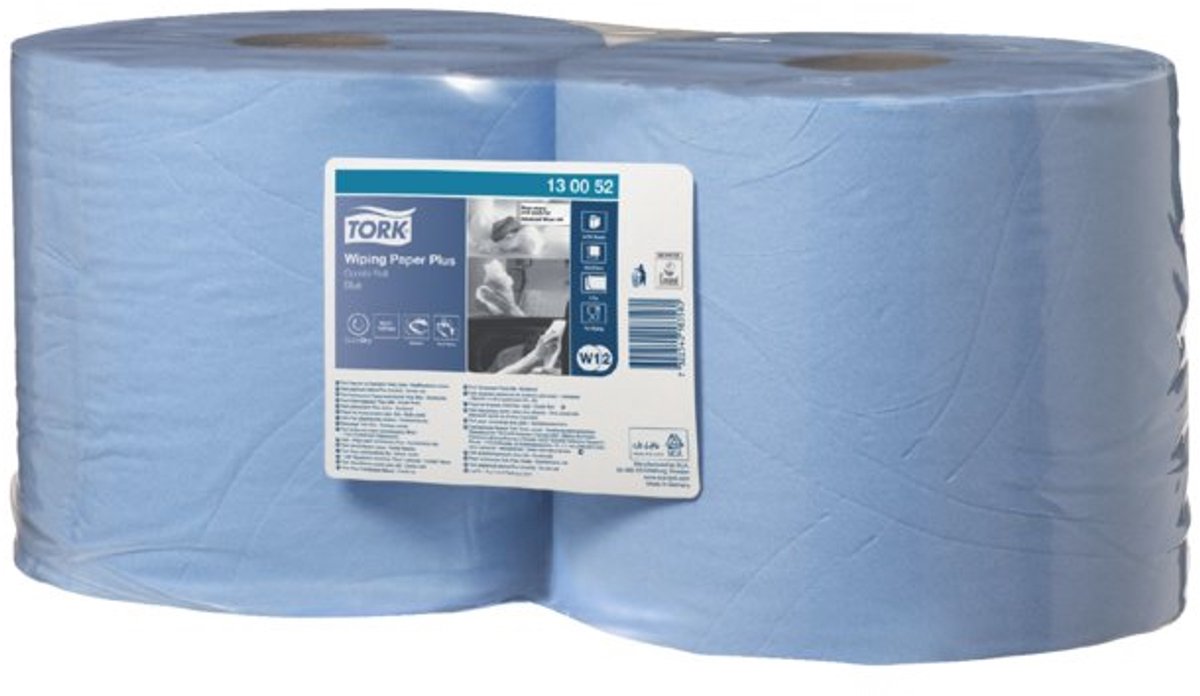 Goedkoopste Tork Adv. Wiper 420 Perform. 2-lgs blauw 255 mtr x 24 cm pak à 2 rol/750 vel (130052
