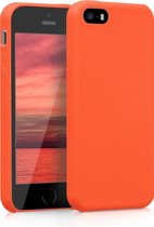 kwmobile telefoonhoesje geschikt voor Apple iPhone SE (1.Gen 2016) / iPhone 5 / iPhone 5S - Hoesje met siliconen coating - Smartphone case in oranje