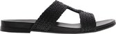 Tango | Mila 517-b black leather braided slippers - black sole | Maat: 39