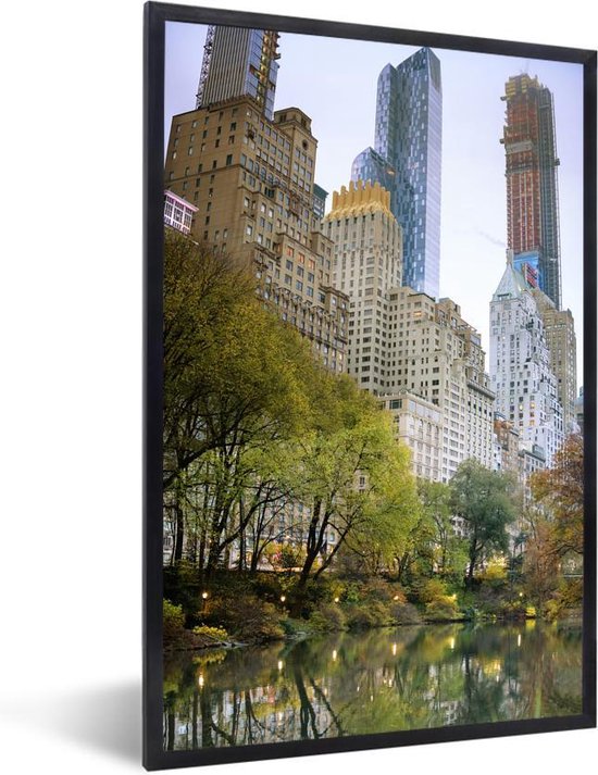 Fotolijst incl. Poster - Central Park - New York - Architectuur - 60x90 cm - Posterlijst