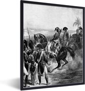 Fotolijst incl. Poster - Zwart-wit illustratie van Napoleon Bonaparte in Egypte - 30x40 cm - Posterlijst