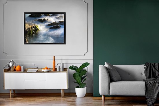 Image encadrée - Un bain d'eau chaude naturel dans le cadre photo Açores 80x60 cm - Affiche encadrée (Décoration murale salon / chambre)