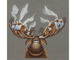 PANNA Borduurpakket Kerst Elanden ZM-7103 - Kruissteek - Borduren voor volwassenen - Aida