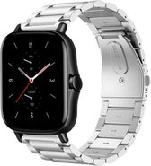 Stalen Smartwatch bandje - Geschikt voor Strap-it Xiaomi Amazfit GTS 2 / 2e / 2 Mini stalen band - zilver - bandbreedte 20mm - Strap-it Horlogeband / Polsband / Armband