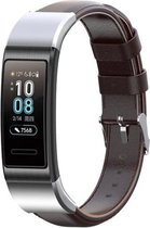 Leer Smartwatch bandje - Geschikt voor  Huawei band 3 / 4 Pro leren bandje - donkerbruin - Horlogeband / Polsband / Armband