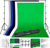 Luxus Fotostudio Set Inclusief 5 Achtergronden & 6 Achtergrond Klemmen - Achtergrond Systeem (200cm*300cm) - Green Screen Achtergrond (160cm*300cm)