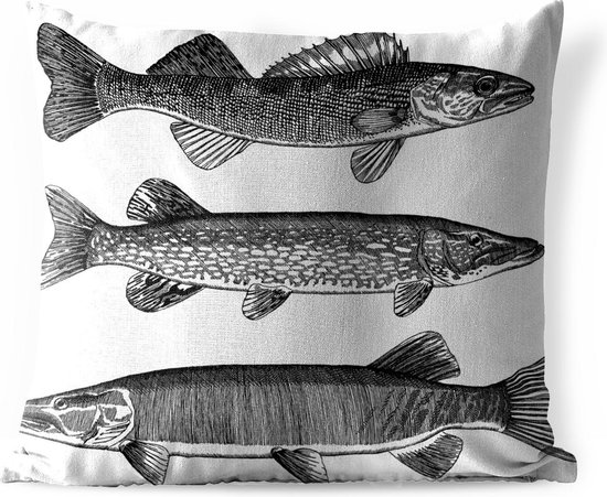 Buitenkussens - Tuin - Een illustratie van drie vissen - 60x60 cm
