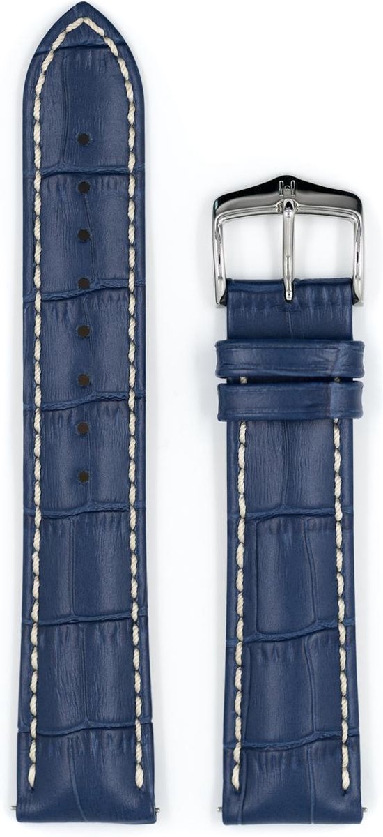 Hirsh Horlogeband - Modena Donkerblauw - Leer - 24 mm