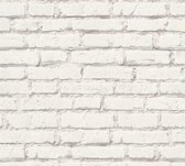 Steen tegel behang Profhome 319431-GU vliesbehang glad met natuur patroon mat wit grijs 5,33 m2