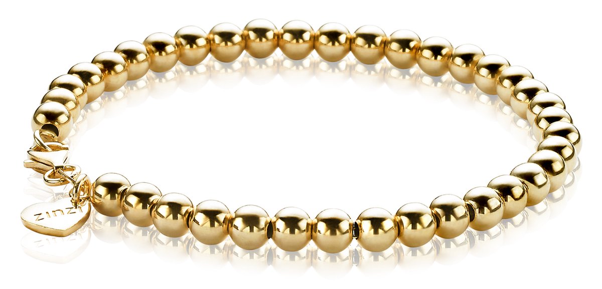 ZINZI zilveren bolletjes armband geel verguld 4mm breed 17-20cm ZIA1010G