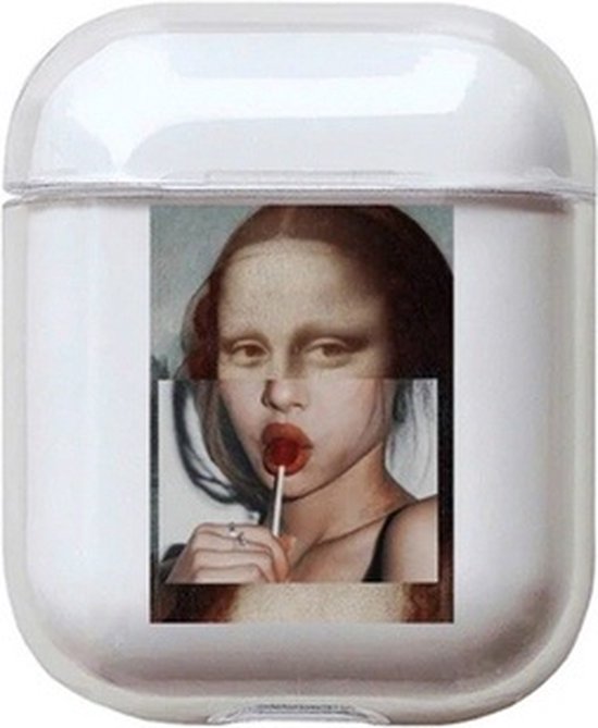 Shieldcase Mona Lisa Case - beschermhoes geschikt voor Airpods case - transparant - Hardcase transparant met Mona Lisa print - Patroon hoesje geschikt voor Airpods 1
