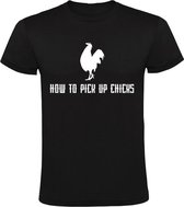 How to pick up Chicks Heren t-shirt | versieren | vrijgezellenfeest | kip | kippen | casanova | Zwart