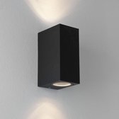 LED Black Wall Lamp IP44 Dual GU10 Square Beam