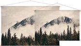 Misty Mountain Forest Sepia,  - Foto op Textielposter - 120 x 80 cm