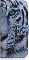 Huawei P40 Lite Hoesje - Mobigear - Design Serie - Kunstlederen Bookcase - Tiger - Hoesje Geschikt Voor Huawei P40 Lite