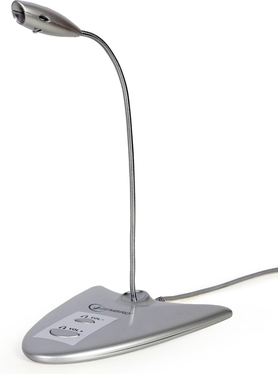 Gembird desk microfoon met lange flexibele nek en bedienknoppen - USB-A / grijs - 1,2 meter