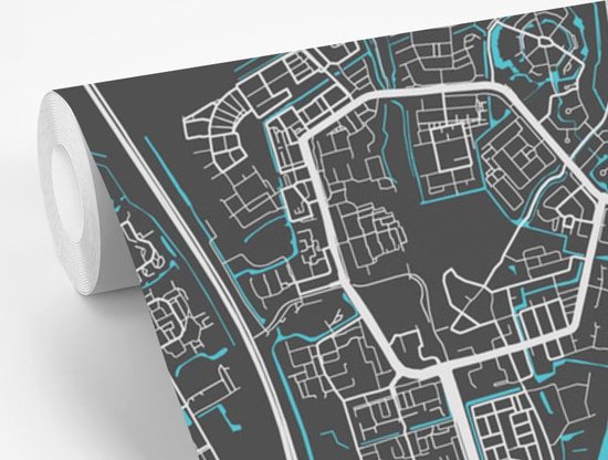 Papier peint - Papier peint photo Plan d'étage - Schiedam - Grijs - Blauw - Largeur 350 cm x Hauteur 350 cm