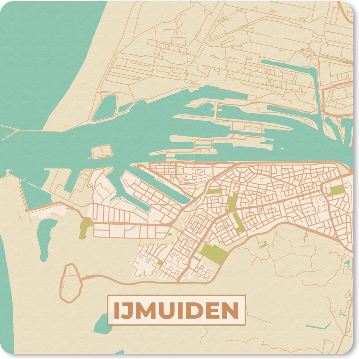 Muismat 20x20 cm - Mousepad Stadskaart - IJmuiden - Vintage - Muismatten