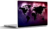 Laptop sticker - 13.3 inch - Wereldkaart - Zwart - Roze - 31x22,5cm - Laptopstickers - Laptop skin - Cover