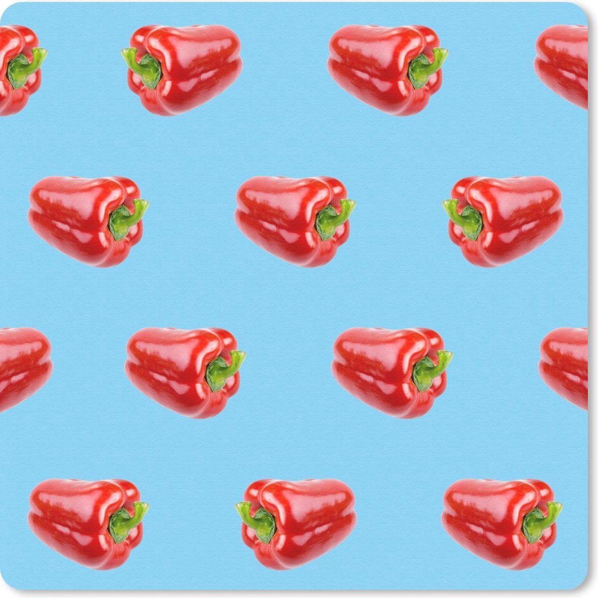 Muismat 20x20 cm - Mousepad Paprika - Patronen - Blauw - Muismatten
