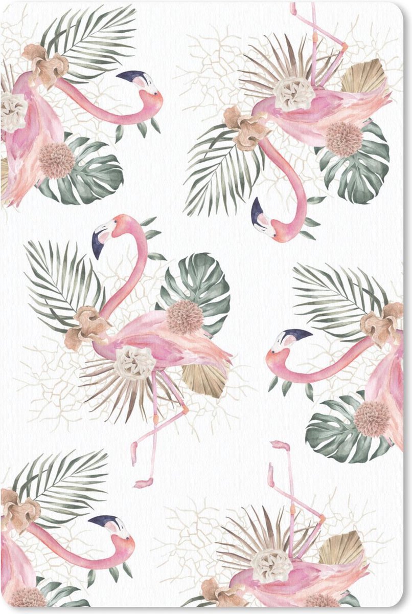 Muismat - Mousepad - Patroon - Bloemen - Flamingo - 40x60 cm