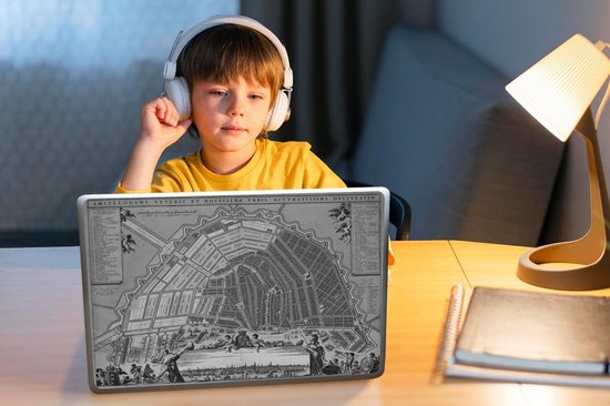 Sticker ordinateur portable - 14 pouces - Plan de la ville - Amsterdam - Vintage