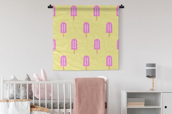 Tapisserie - Tapisserie - Glace - Motif - Jaune - Rose - 90x90 cm - Tapisserie