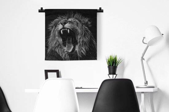 Tapisserie - Lions - Profil - Zwart - Wit - 60x60 cm - Tapisserie