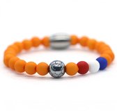 Heren armband oranje voetbal 6mm rvs - Ibizamen KIDS