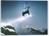 Acrylglas - Vliegende Snowboarder  - 40x30cm Foto op Acrylglas (Wanddecoratie op Acrylglas)