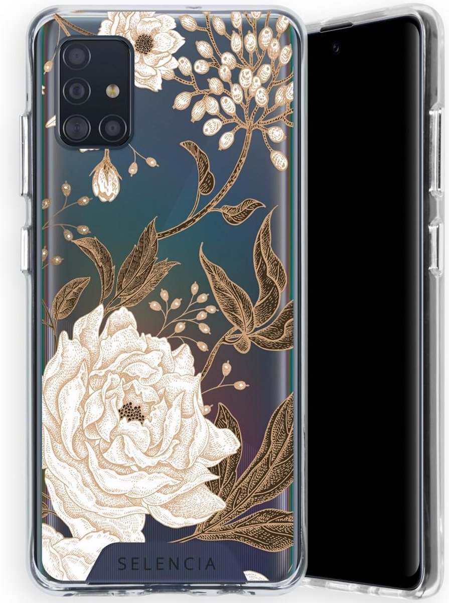 Selencia Zarya Fashion Extra Beschermende Backcover Samsung Galaxy A51 - Golden Flowers