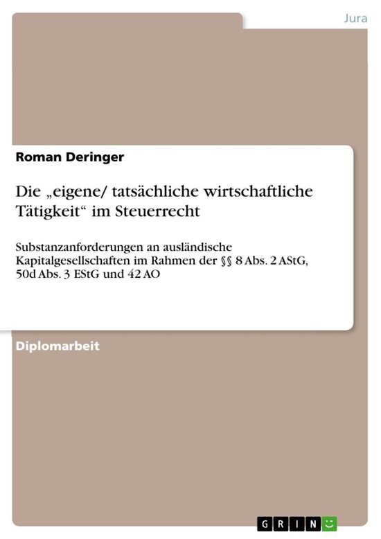 Die „eigene/ tatsächliche wirtschaftliche Tätigkeit“ i ... - cover