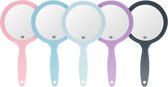 Handspiegel frosted kleuren - normaal en 3x vergrotend - 1 Stuk - Assorti