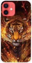Schokbestendig geverfd transparant TPU-beschermhoesje voor iPhone 12 mini (Flame Tiger)