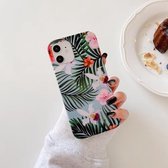 Bloem- en bladpatroon schokbestendig TPU beschermhoesje voor iPhone 12 mini (8)