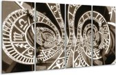 GroepArt - Glasschilderij - Abstract - Sepia - 160x80cm 4Luik - Foto Op Glas - Geen Acrylglas Schilderij - 6000+ Glasschilderijen Collectie - Wanddecoratie