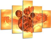 Glasschilderij -  Abstract - Geel, Goud, Zwart - 100x70cm 5Luik - Geen Acrylglas Schilderij - GroepArt 6000+ Glasschilderijen Collectie - Wanddecoratie- Foto Op Glas