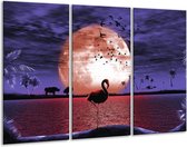 GroepArt - Schilderij -  Natuur - Rood, Blauw, Wit - 120x80cm 3Luik - 6000+ Schilderijen 0p Canvas Art Collectie