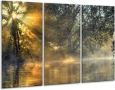 GroepArt - Schilderij -  Natuur - Grijs, Wit - 120x80cm 3Luik - 6000+ Schilderijen 0p Canvas Art Collectie