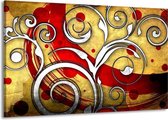 Art de peinture sur toile | Rouge, blanc, jaune | 140x90cm 1 Liège