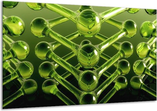 Glasschilderij Abstract - Groen - 120x70cm 1Luik - Foto Op Glas - Geen Acrylglas Schilderij - GroepArt 6000+ Glasschilderijen Art Collectie - Wanddecoratie - Woonkamer - Slaapkamer