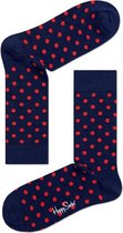 Happy Socks Small Dot Sokken, Donkerblauw/Rood - Maat 36-40